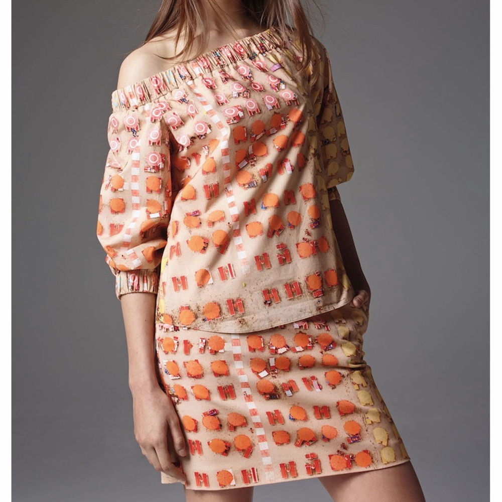 Akris Punto Riviera Umbrella Beach Print Top Off the Shoulder Parasol Sand 8 - Picture 2 of 13